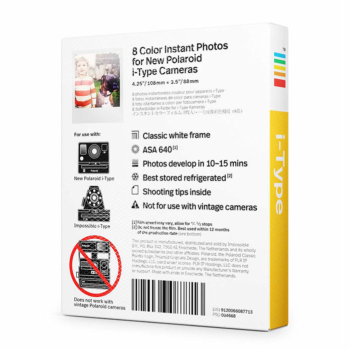  کاغذ چاپ سریع پولاروید مدل Color i-type بسته 8 عددی مخصوص دوربین Polaroid OneStep2 